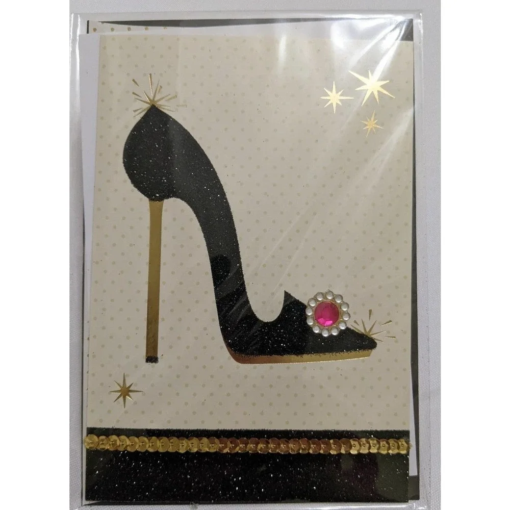 Hallmark happy birthday high heel shoes lover card embellished sequins sequin